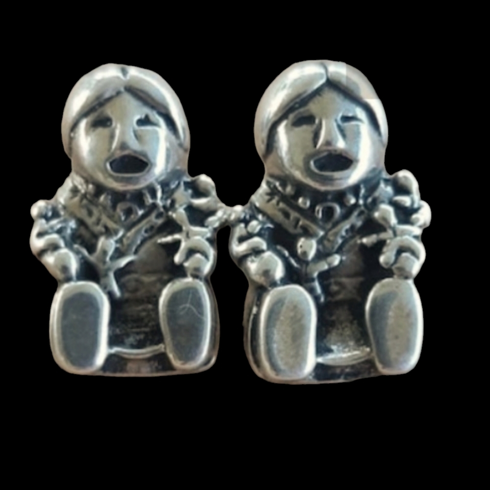 Carol Felley Sterling silver Kachina doll earrings handmade